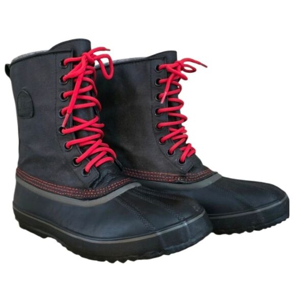 SOREL Boots Mens Size 9 1964 Premium Waterproof Boots Black Red NM1560-012 - Picture 5 of 8